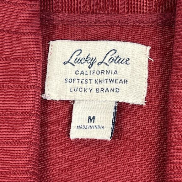 Lucky Brand Softest Knitwear Maroon Wrap Cardigan Jacket Lucky Lotus Line Medium - Picture 9 of 10